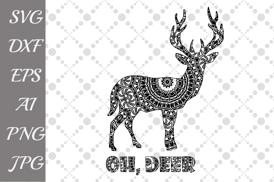 Download Deer Mandala Svg: 'OH DEER SVG' Zentangle Deer Svg