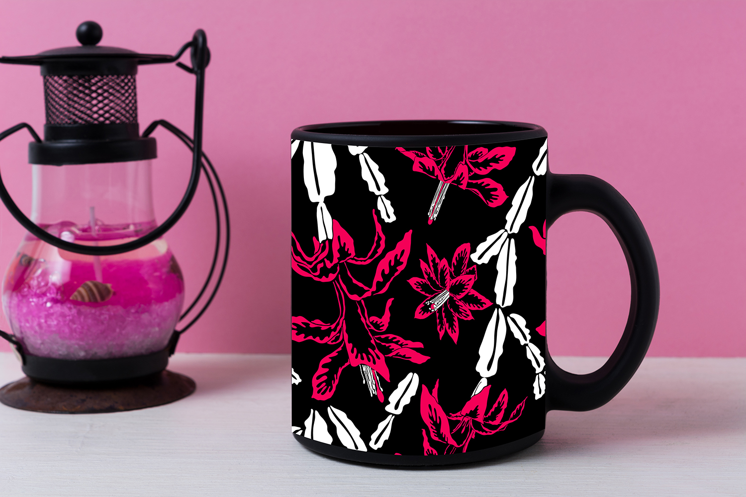Download Coffee mug mockup with black metal candle lantern (367577 ...