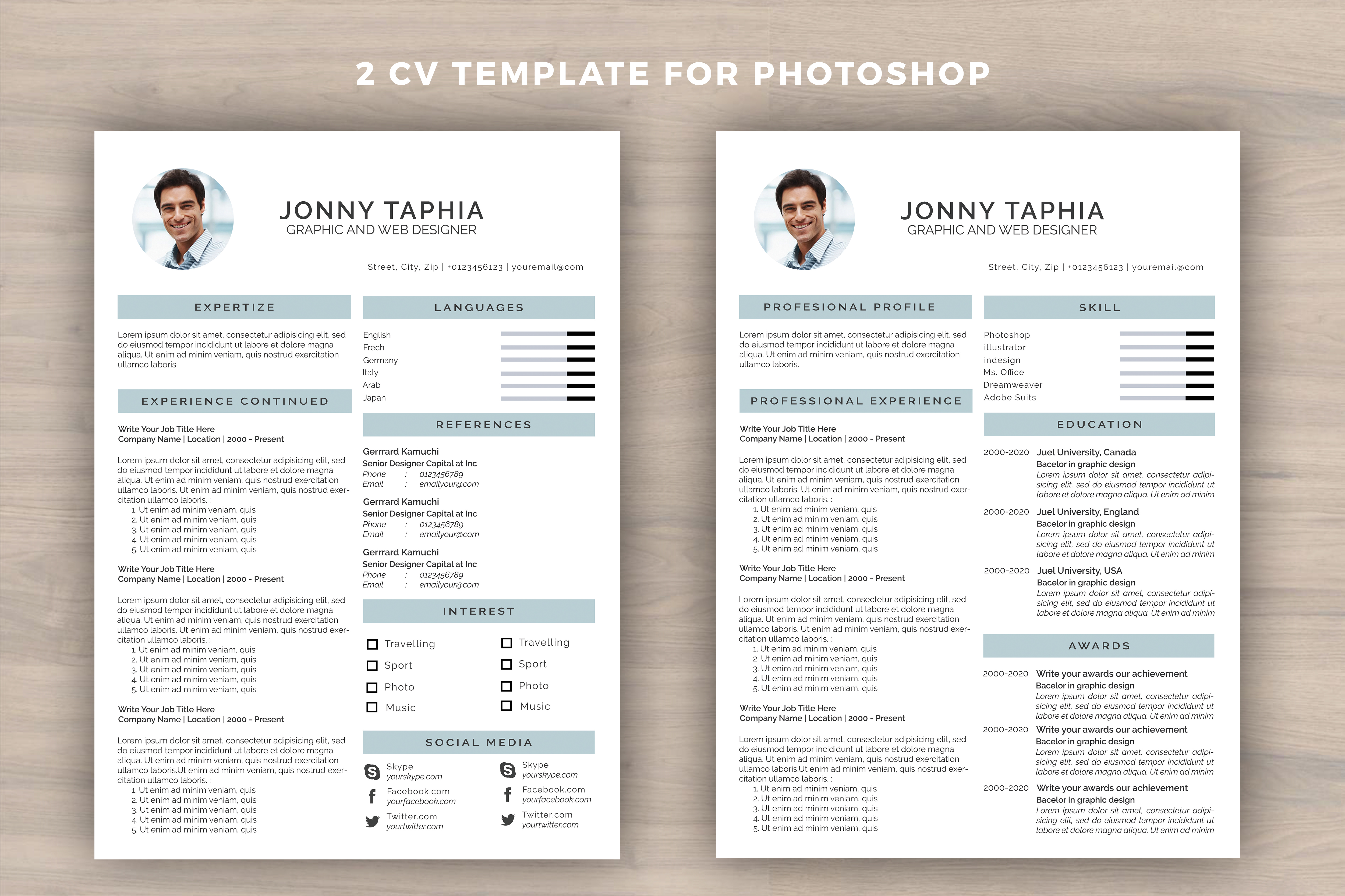 free simple modern resume template photoshop