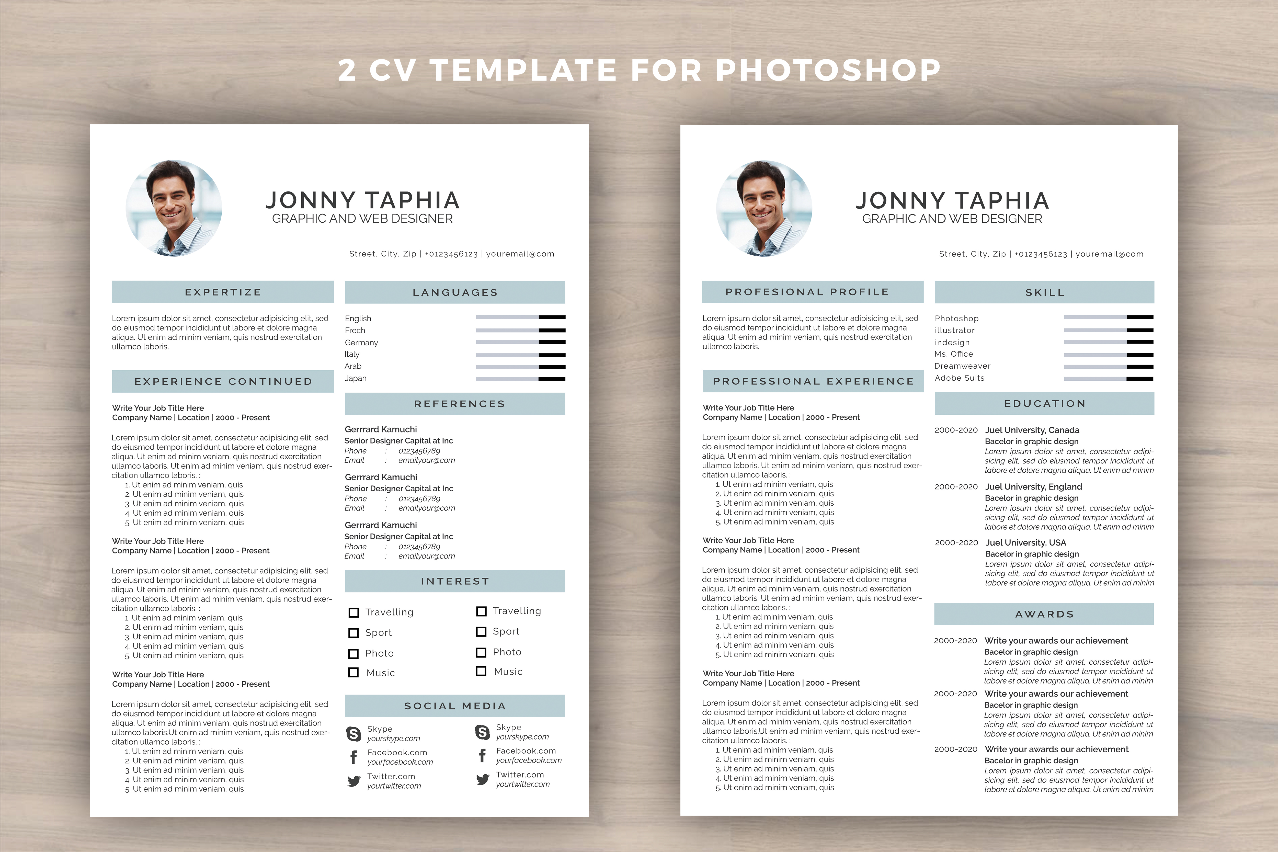 download curriculum vitae photoshop template