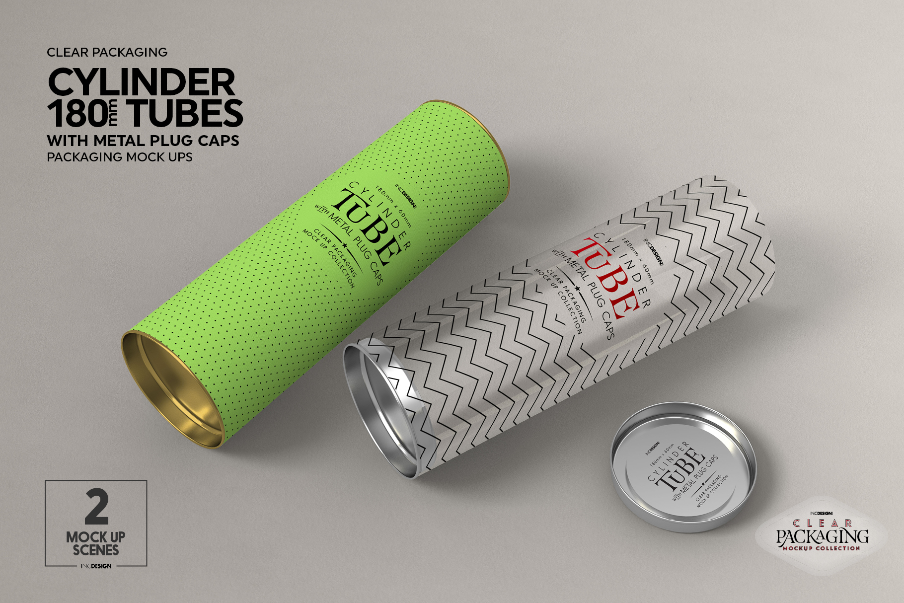 Download 180mm Cylinder Tube Packaging Mockup