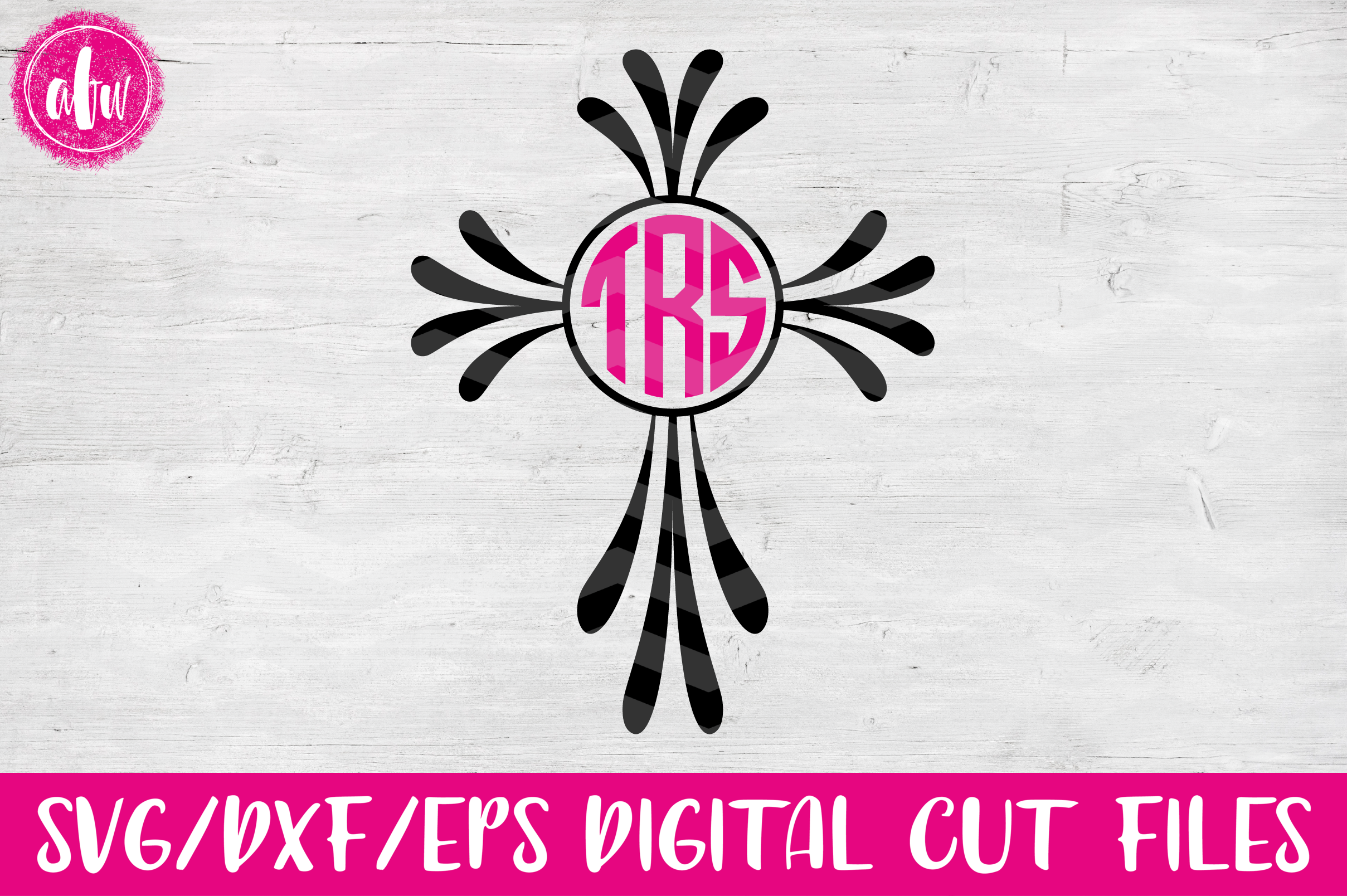 Download Monogram Flourish Cross - SVG, DXF, EPS Cut File
