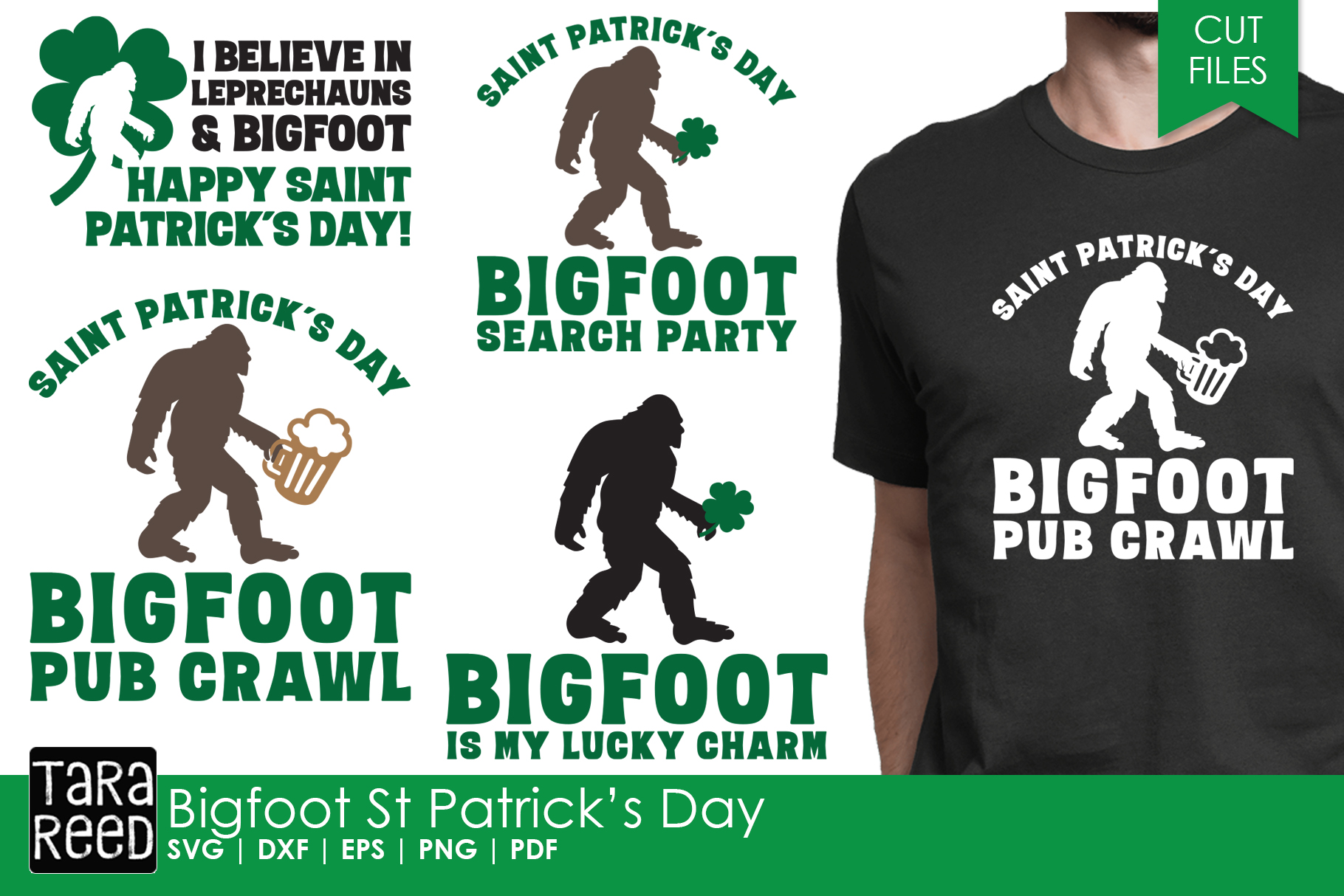 Bigfoot St Patricks Day - SVG and Cut Files for Crafters