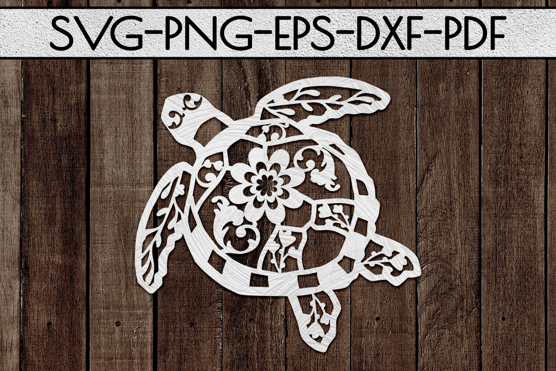 Download Floral Sea Turtle Paper Cut Template, Summer Beach SVG, PDF