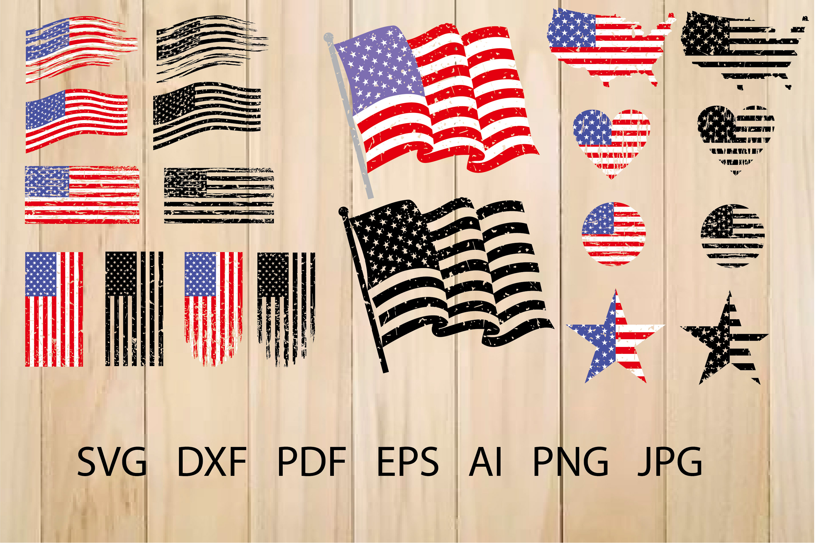 American Flag SVG, Distressed USA flag