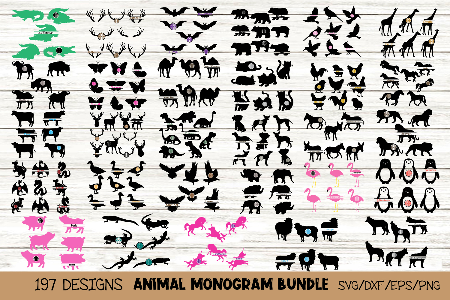 Download Animal Monogram SVG Bundle, 29 Packs in SVG, DXF, PNG, EPS ...