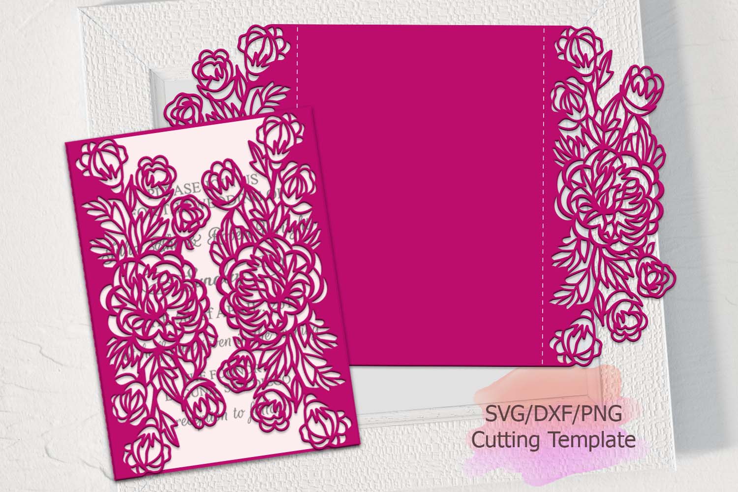 Download peonies gate svg invitation, wedding in | Design Bundles