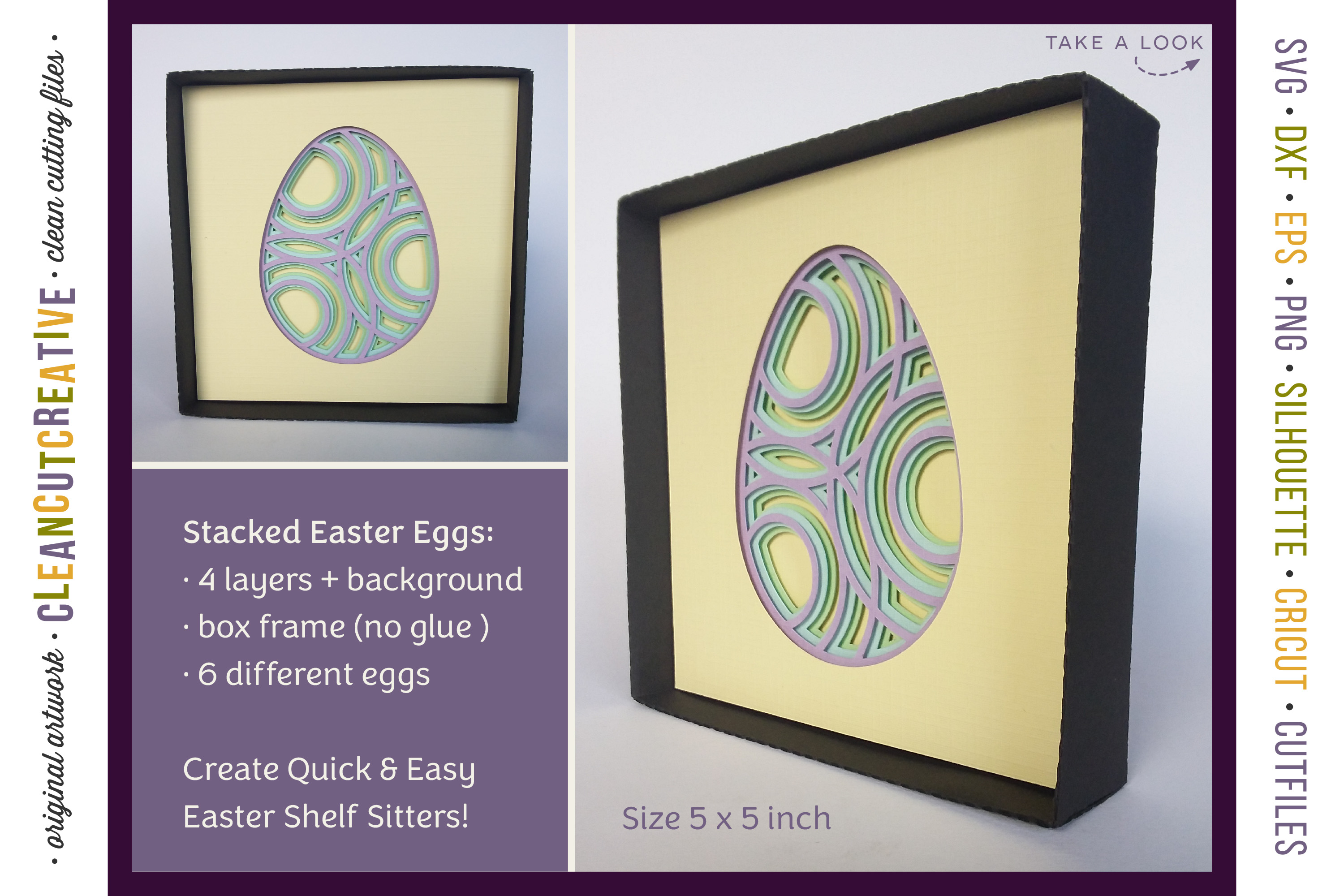 3D layered EASTER EGG shadow boxes | stacked paper art SVG