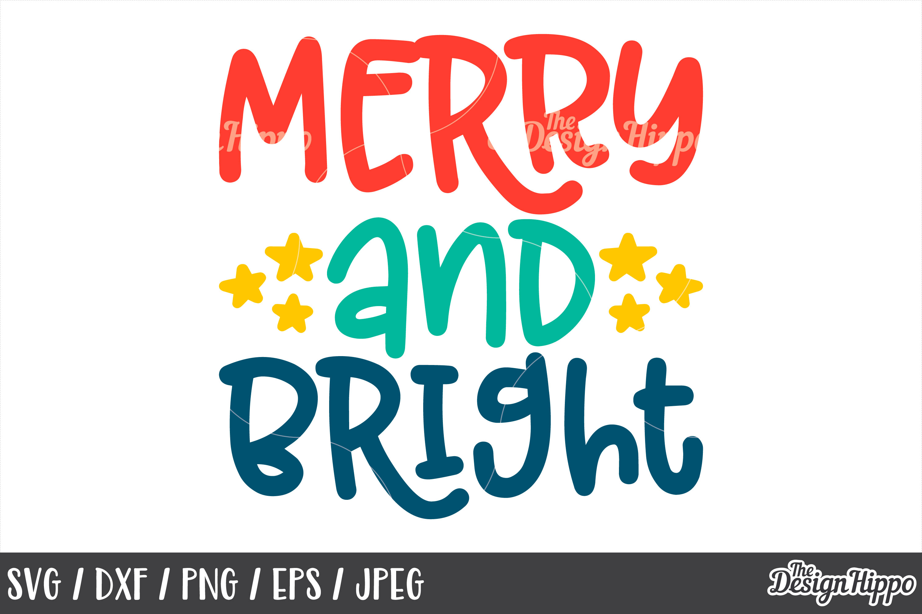 Merry and Bright SVG, DXF, PNG, Cricut, Cut Files, For Kids