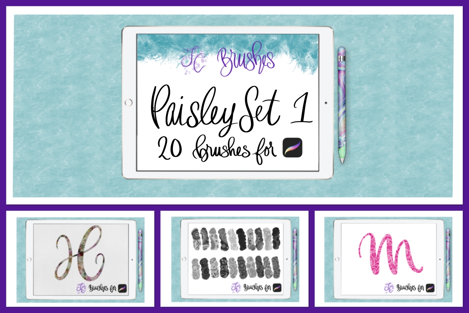 FCPaisley Brush Set 1 for PROCREATE (86032) Add ons Design Bundles