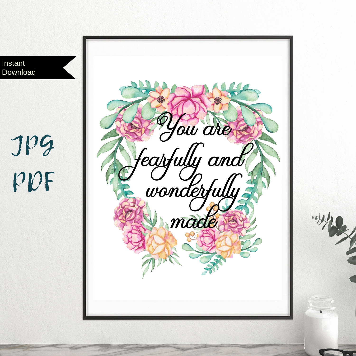 Christian printable wall art bundle digital file PDF, JPG
