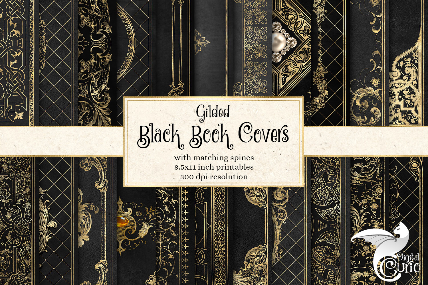 Gilded Black Book Covers (352992) Textures Design Bundles