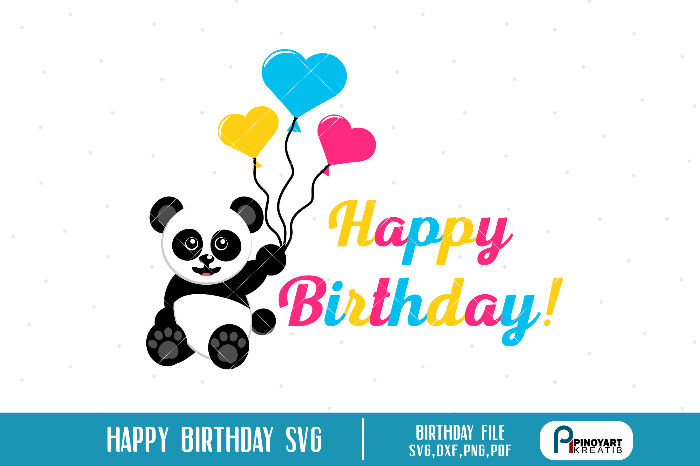 panda svg, panda svg file, happy birthday svg