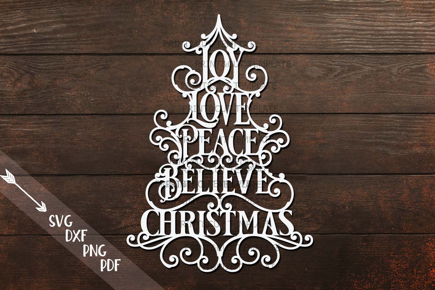 Download Joy Love Peace Believe Christmas svg dxf pdf cut template (172615) | SVGs | Design Bundles