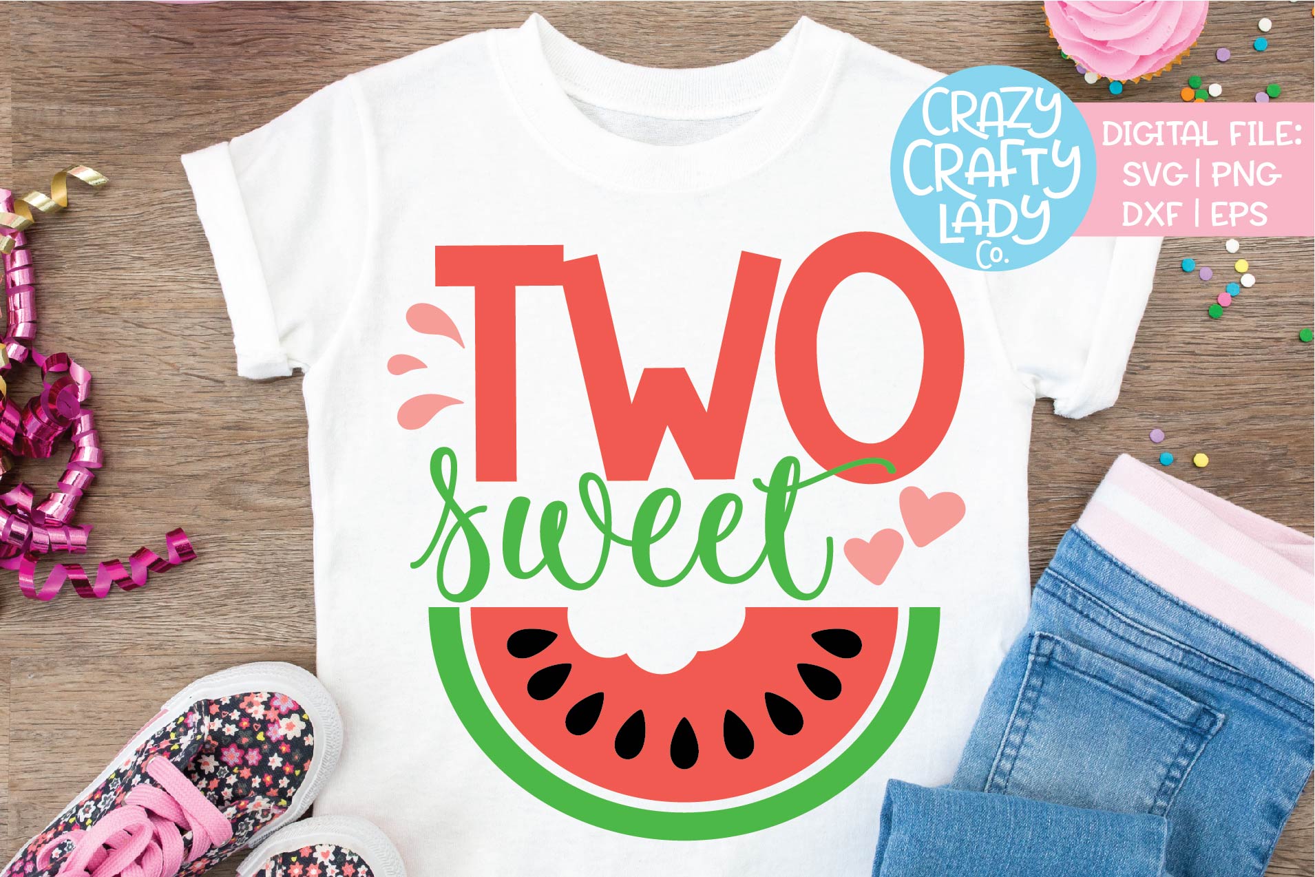 Download Two Sweet Watermelon 2nd Birthday SVG DXF EPS PNG Cut File