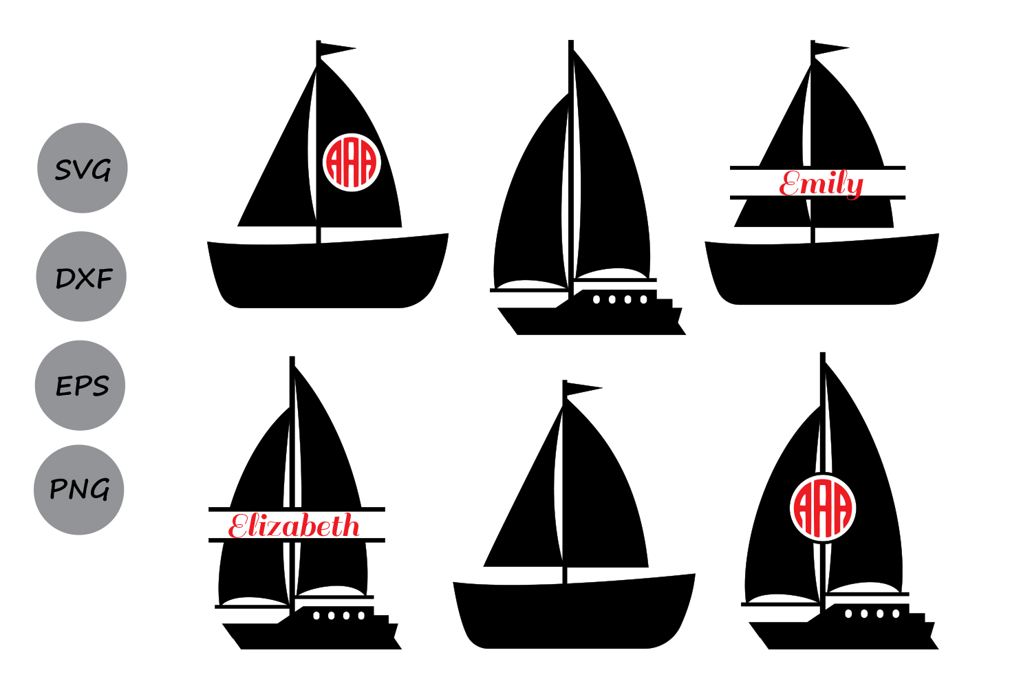 Download Boat SVG cut files, Sailboat monogram svg, sailboat svg.