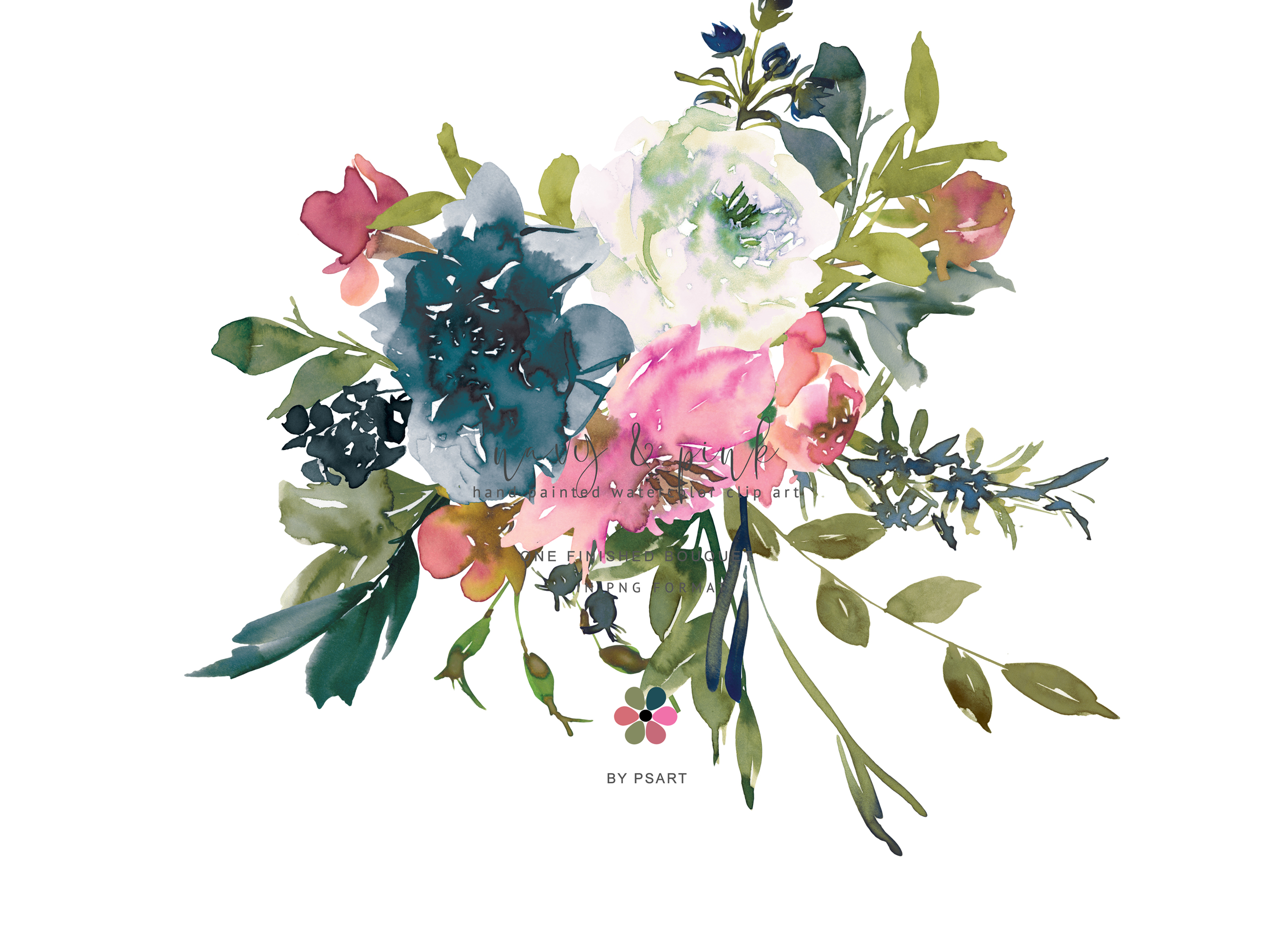 Hand Painted Watercolor Floral Bouquet Clipart