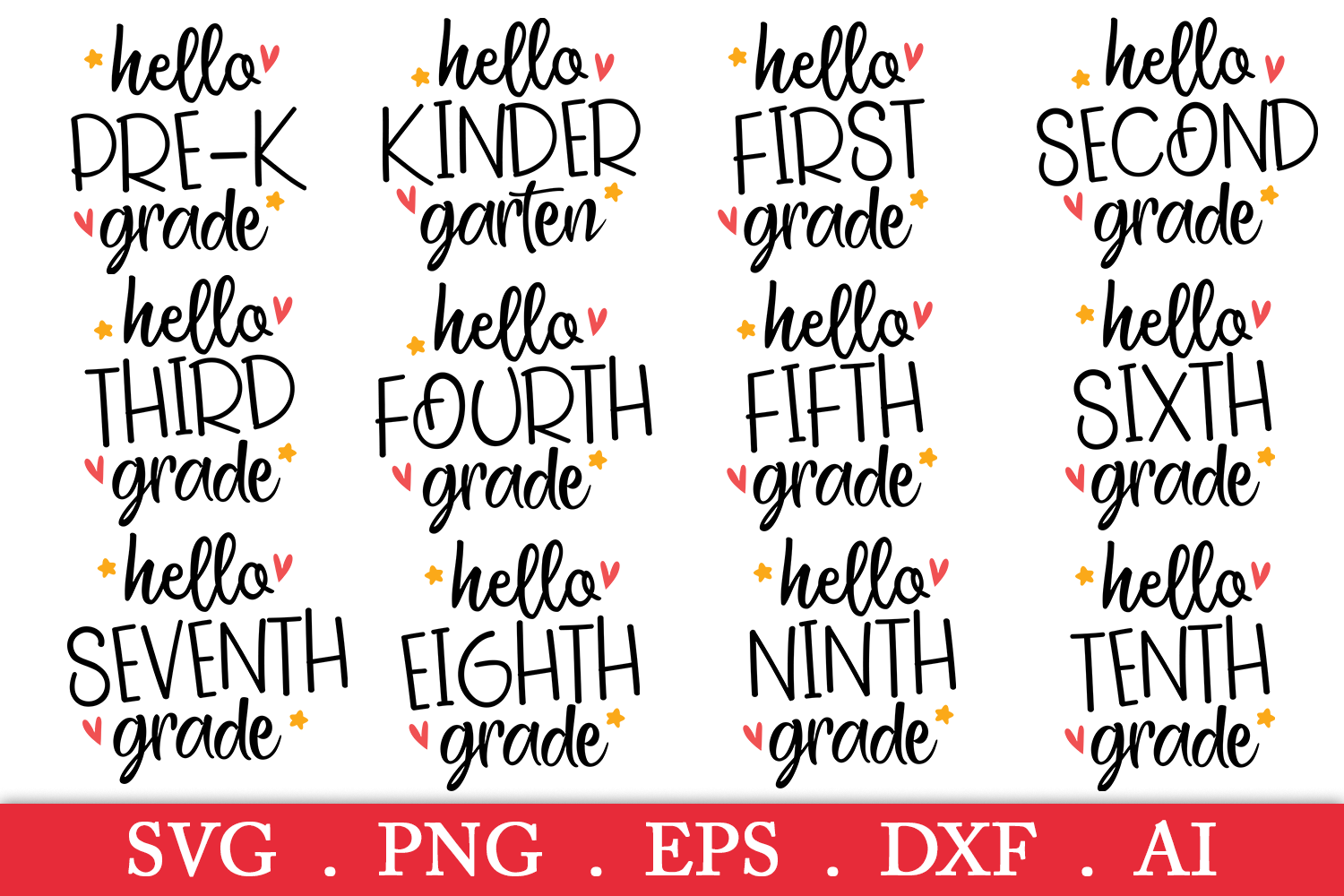 Download SALE! Hello Grade Bundle svg, hello pre-k svg (278504 ...