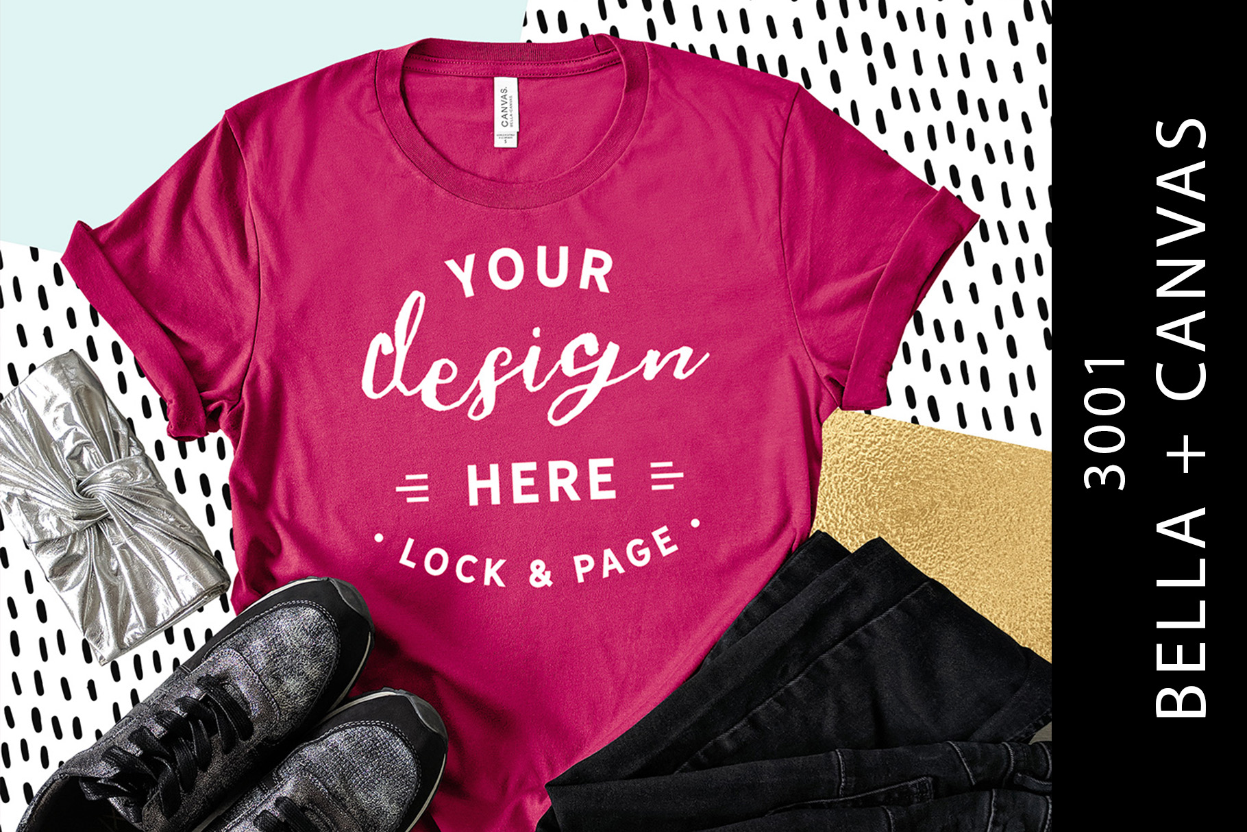 Download Berry Bella Canvas 3001 T-Shirt Mockup Trendy Fashion Pic