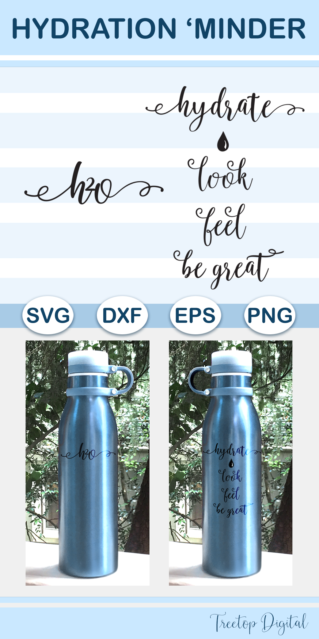 Drink Water Reminder, H2O 7, Hydrate, a Water Bottle SVG (372779) SVGs Design Bundles