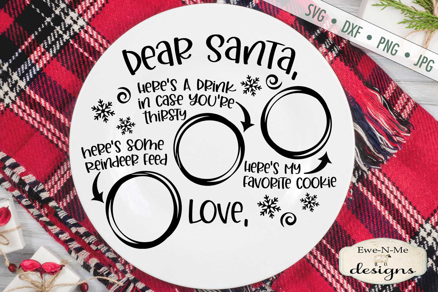 Dear Santa Christmas Eve Plate - Milk Cookies - SVG File