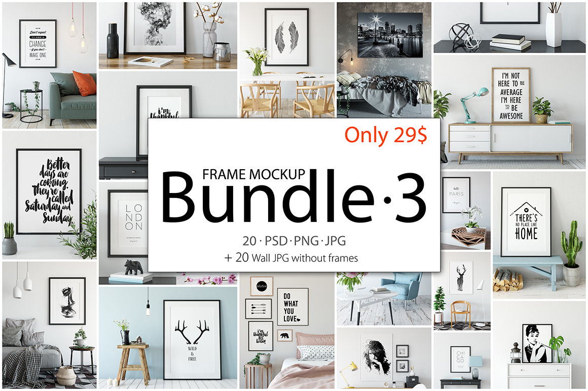 Frame Mockup Bundle Vol 3 (19911) | Mock Ups | Design Bundles