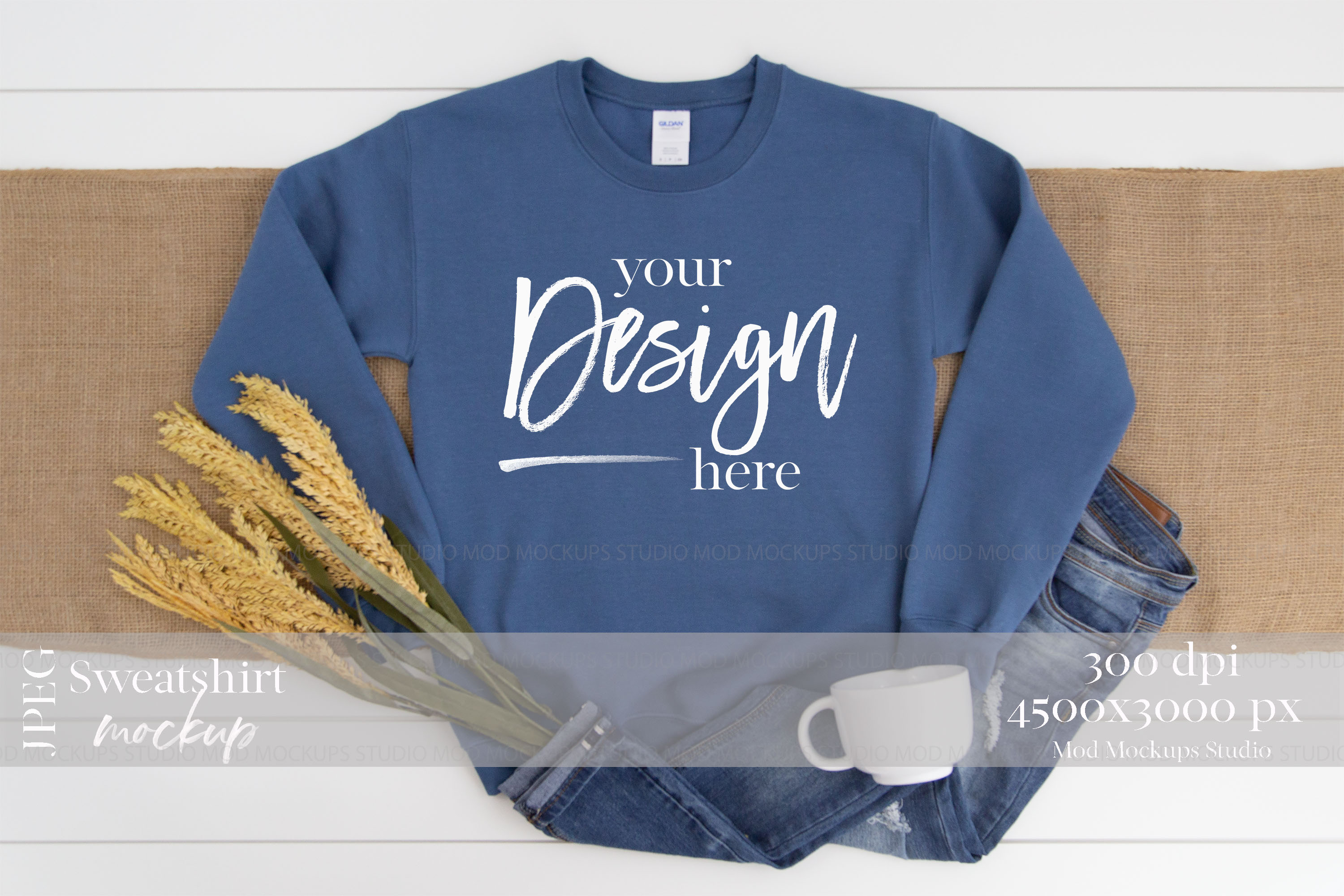 Download Gildan 18000 Mockup | Sweatshirt Mockup INDIGO BLUE