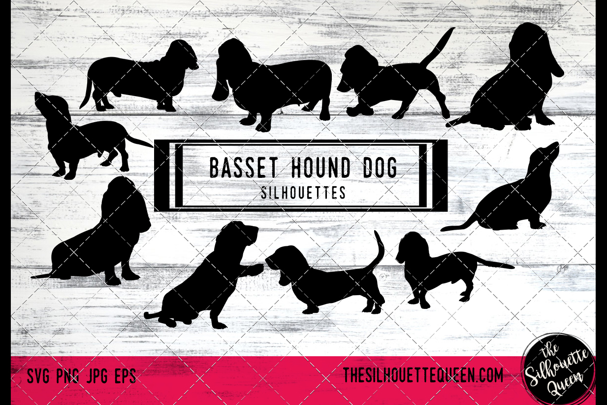 Basset Hound Dog svg files cricut, silhouette clip art, Vect