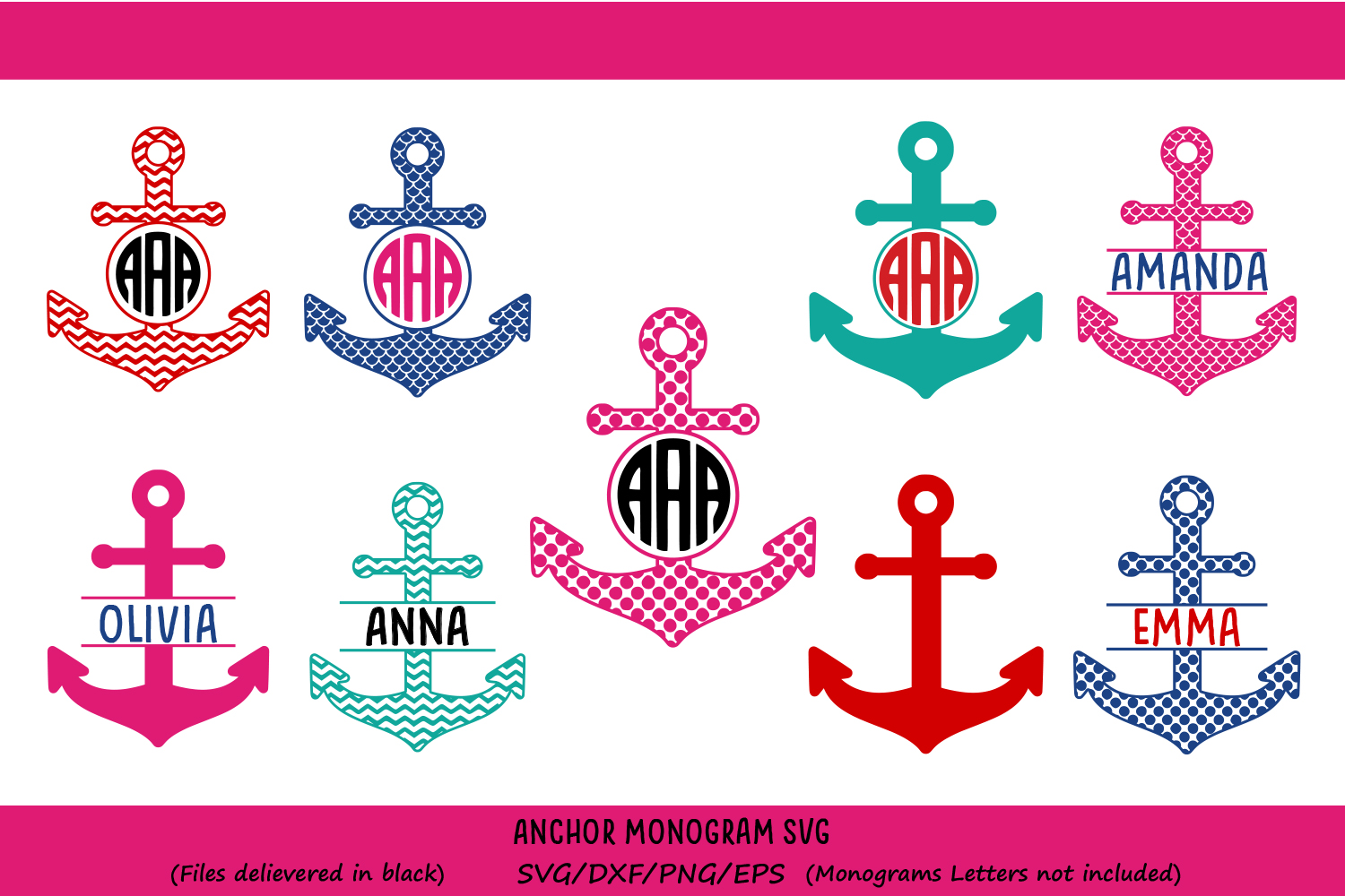 Download Anchor SVG, Anchor Monogram SVG, Monogram Frames, Cut Files, Vinyl Cutters, Nautical Monogram ...