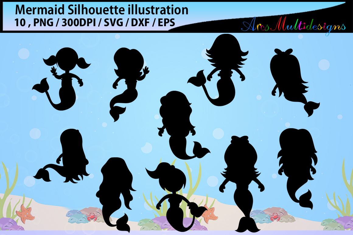 Download baby mermaid / Mermaid silhouette svg / water silhouette ...