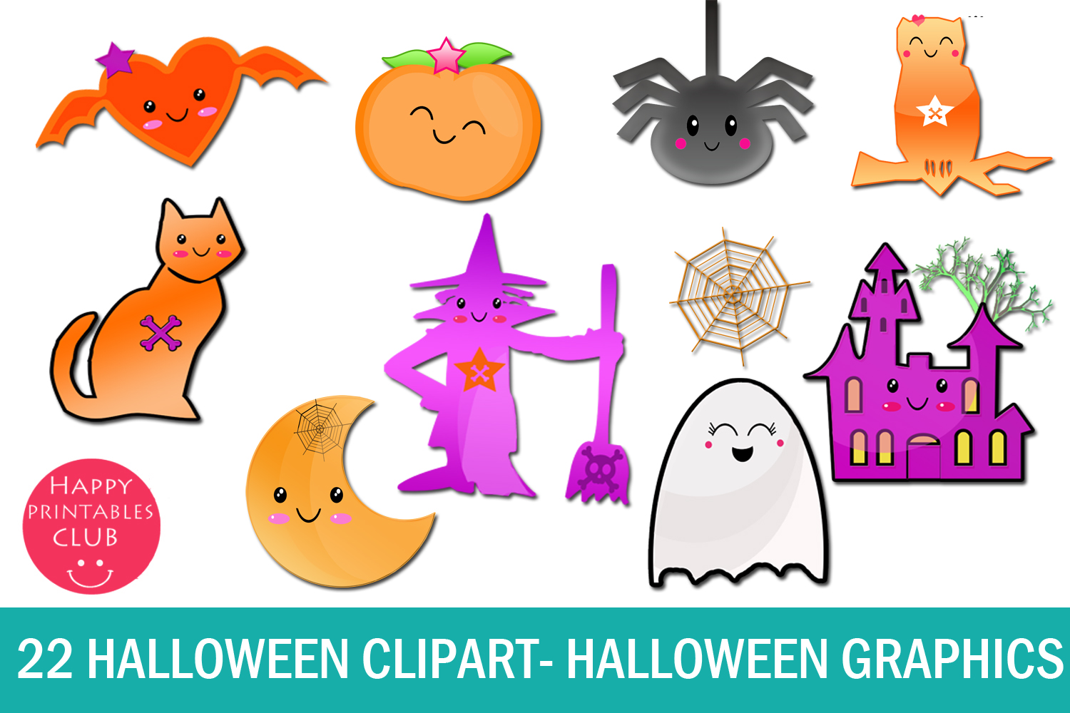 22 Kawaii Halloween Clipart-Halloween Graphics Clipart (1500 x 1000 Pixel)