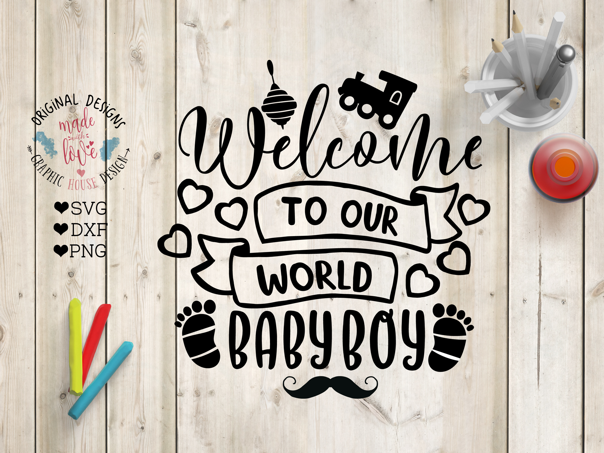 Welcome Baby Boy Cut File SVG, DXF, PNG (64926) | SVGs | Design Bundles
