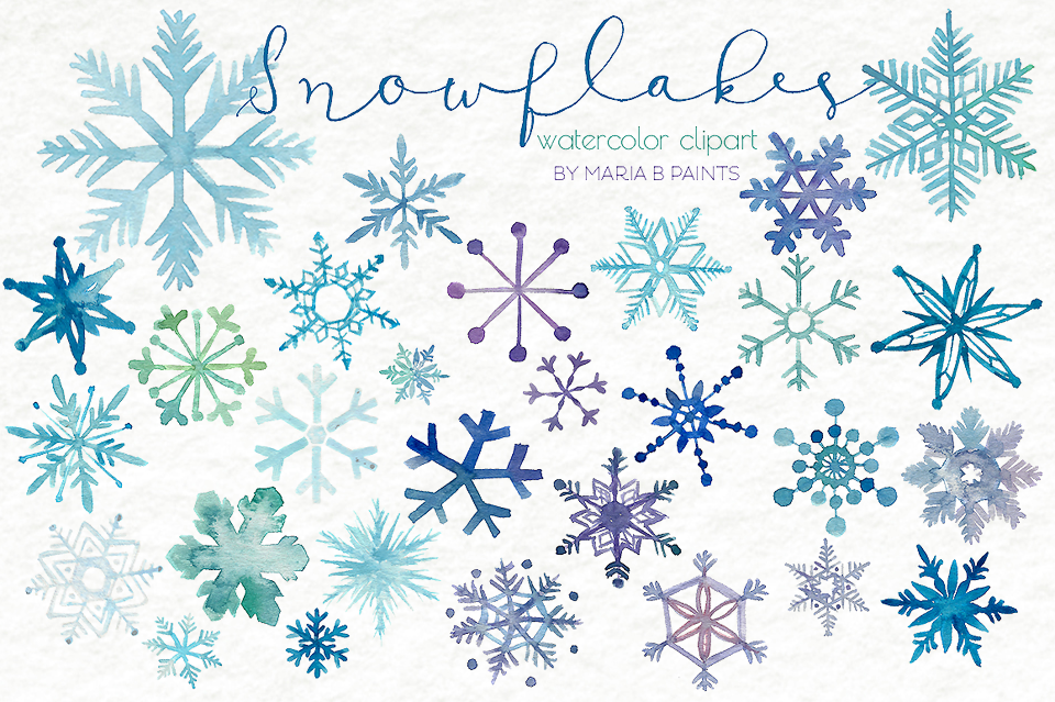 Snowflake Watercolor Clip Art (58011) | Illustrations ...