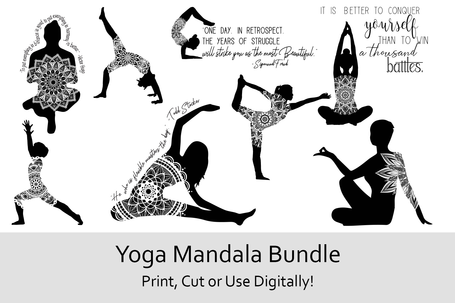 Download SVG Bundle -Yoga designs with Mandala Pattern