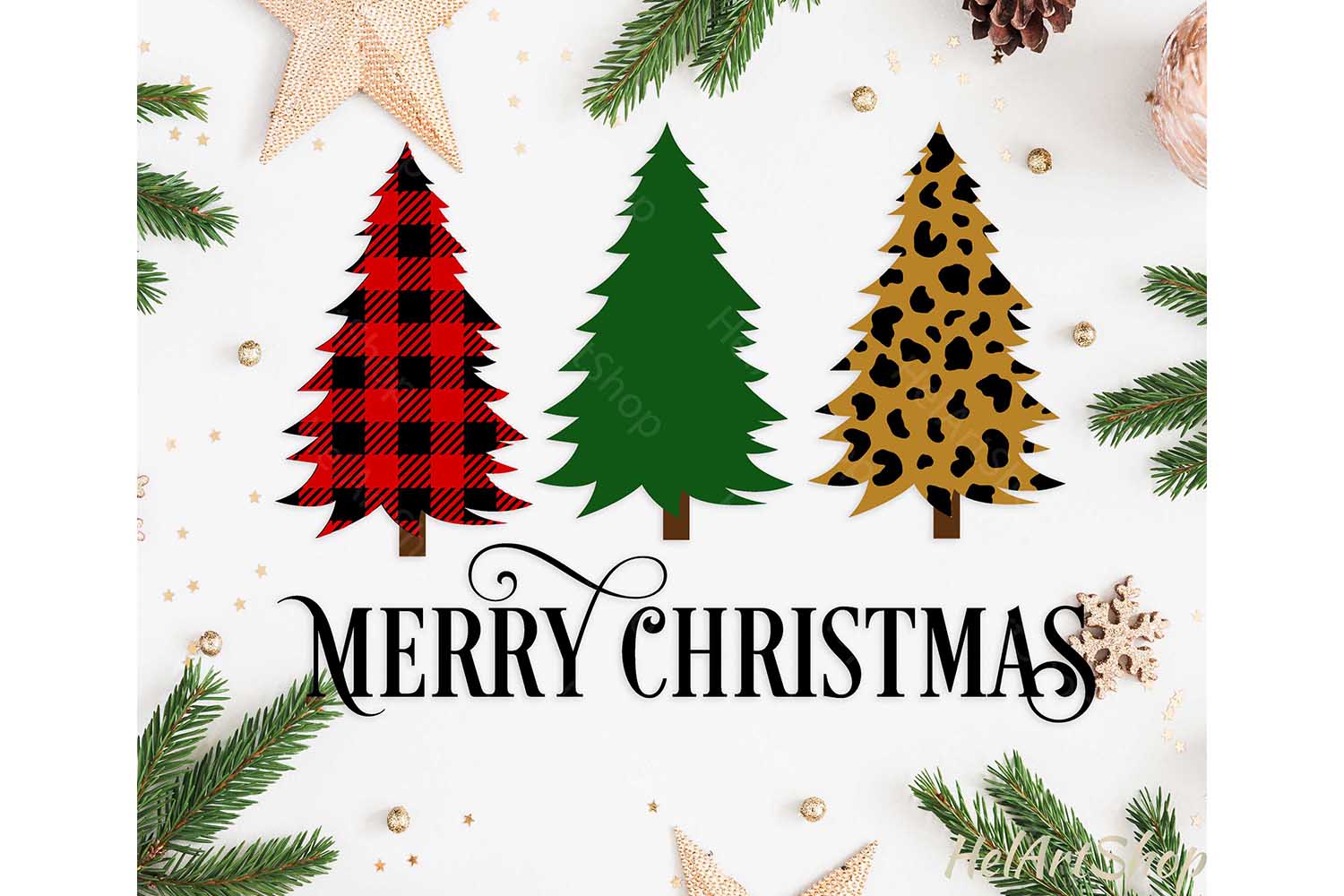 Merry Christmas svg, Christmas tree svg, Buffalo plaid svg