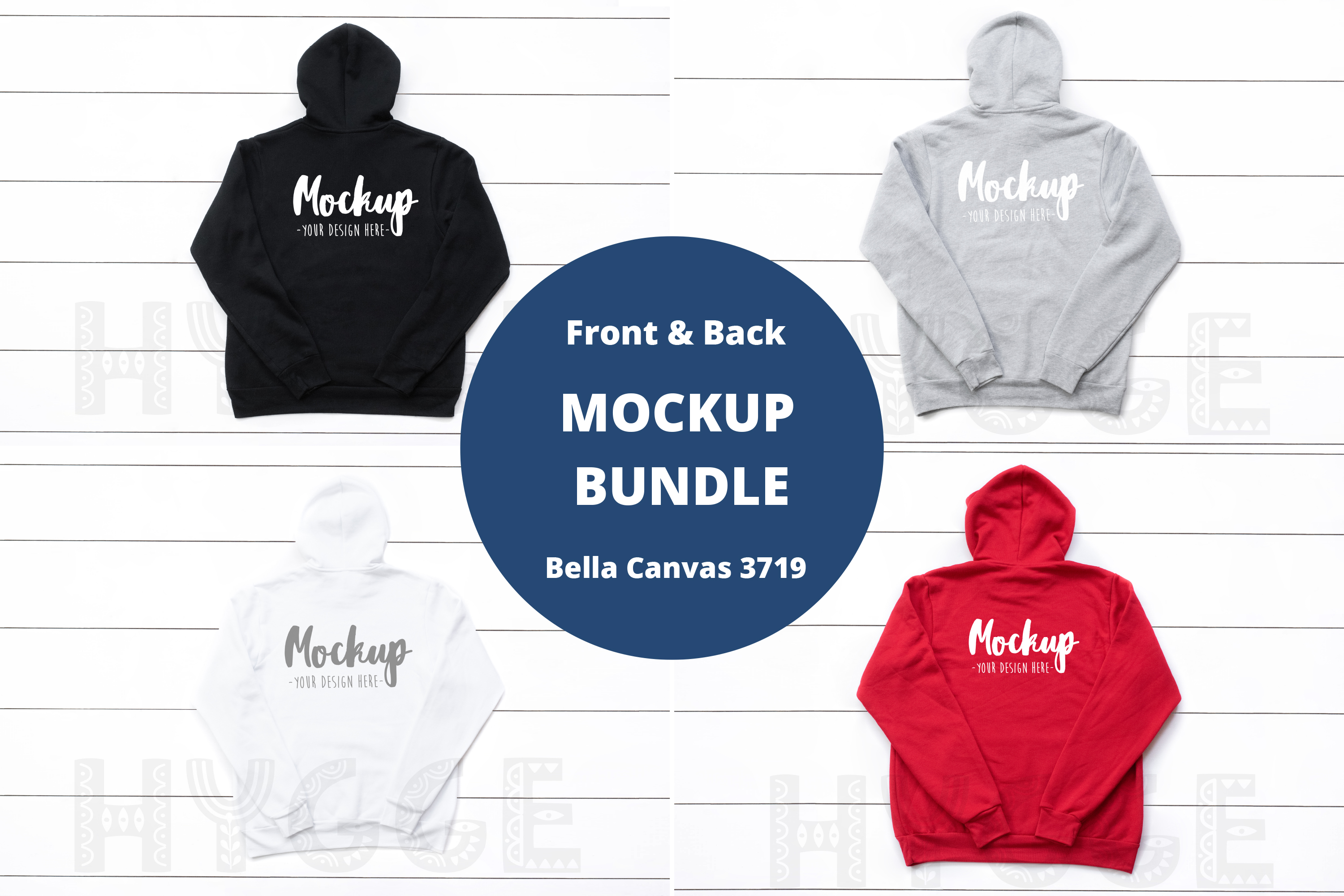 Hoodie Mockup Bundle Bella Canvas 3719 Basic Hoodie Mockups