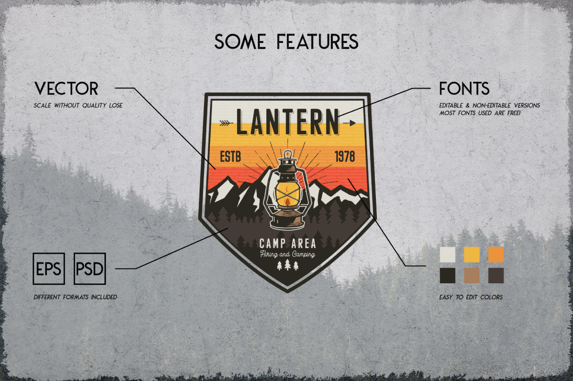 Retro Camp Badges SVG, Outdoor SVG Cut File, Emblems Patches