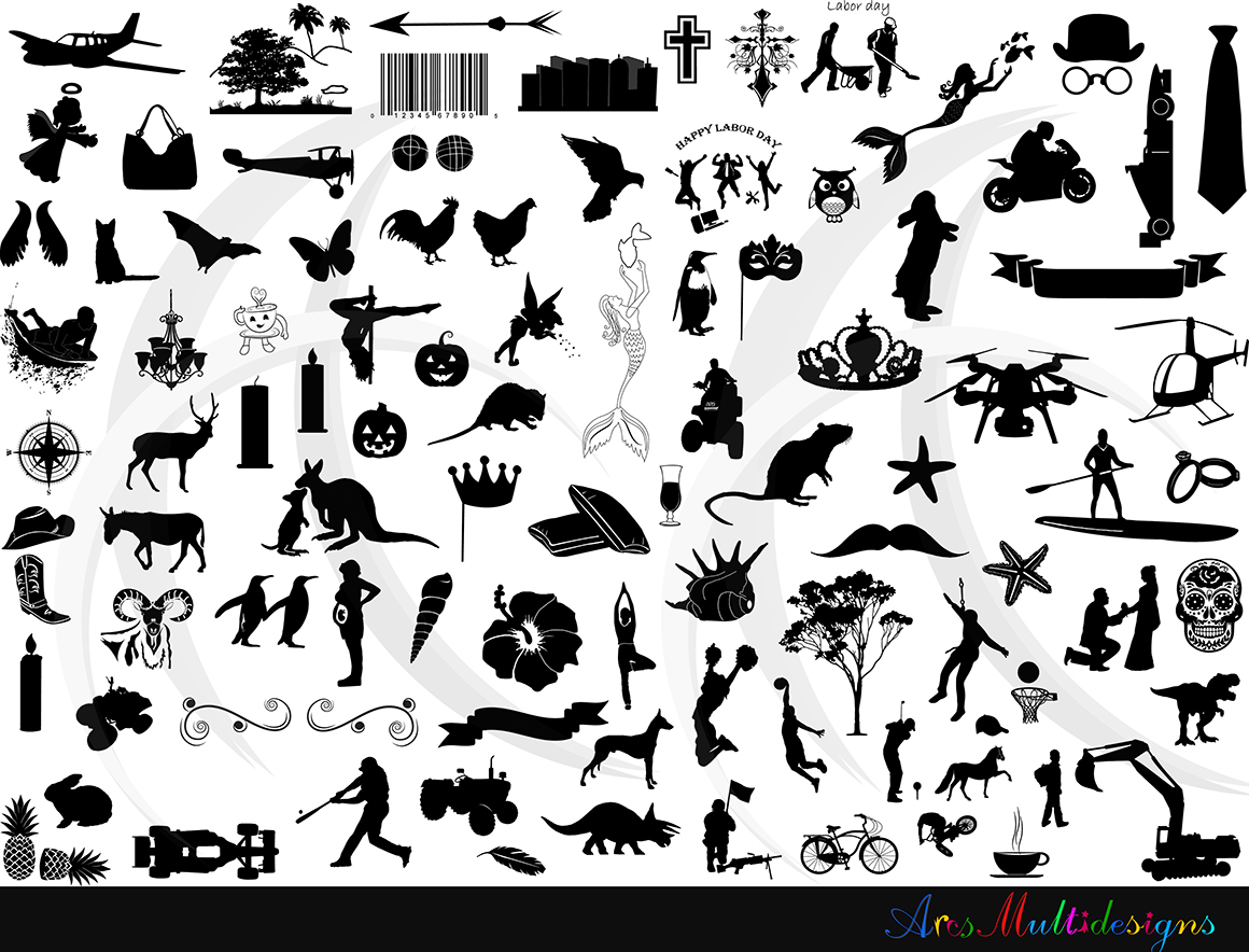 silhouette bundle vector set / svg cut bundle / clipart bundle vector / cake toppers bundle ...