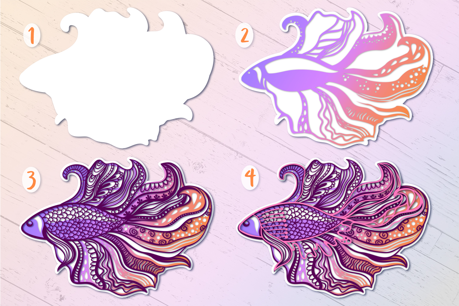 Download 3D Zentangle Fish | 3D Papercut SVG (530850) | Paper Cutting | Design Bundles