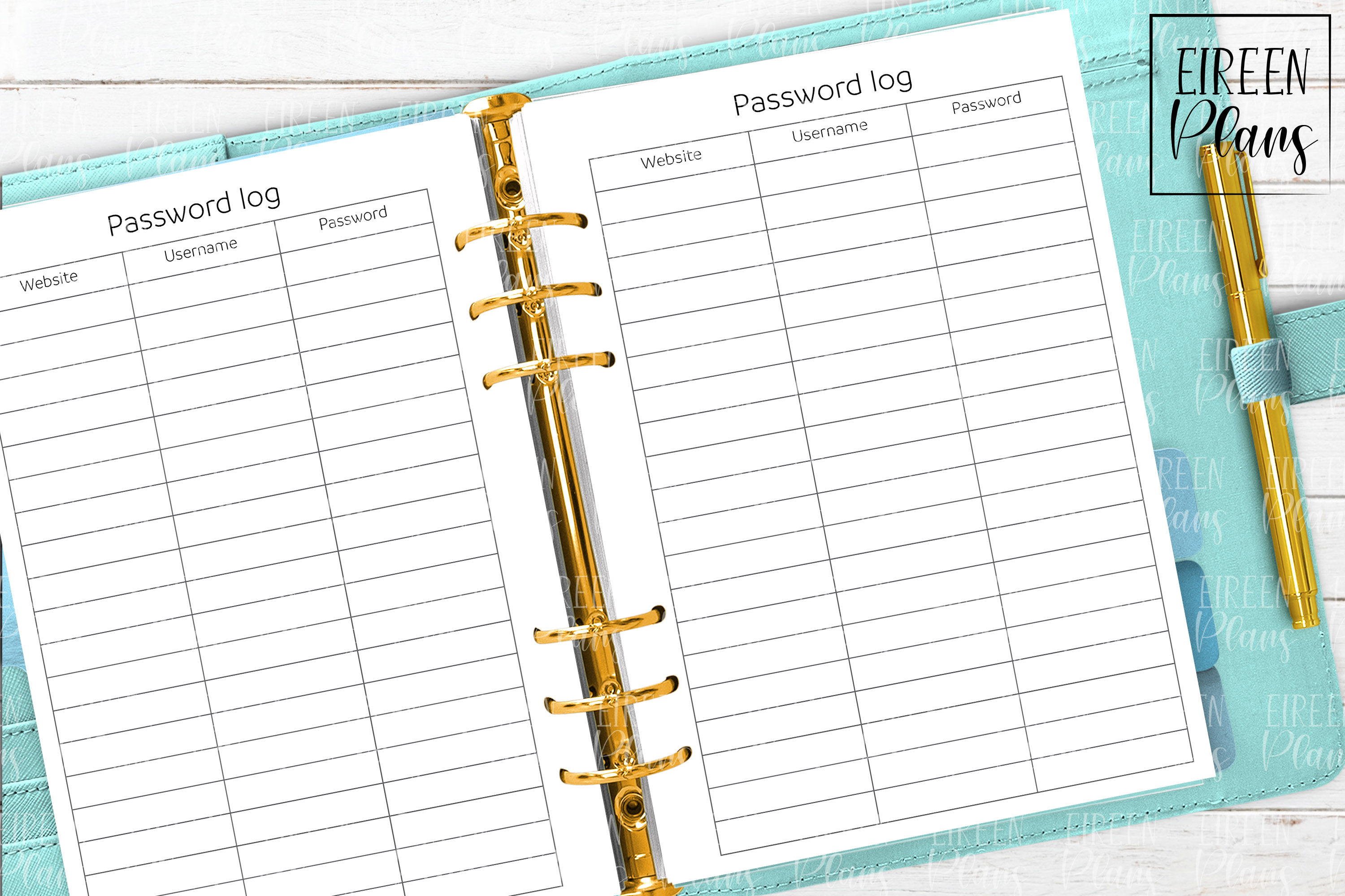 Password Tracker Printable For A5 Planners 271320 Inserts Design 