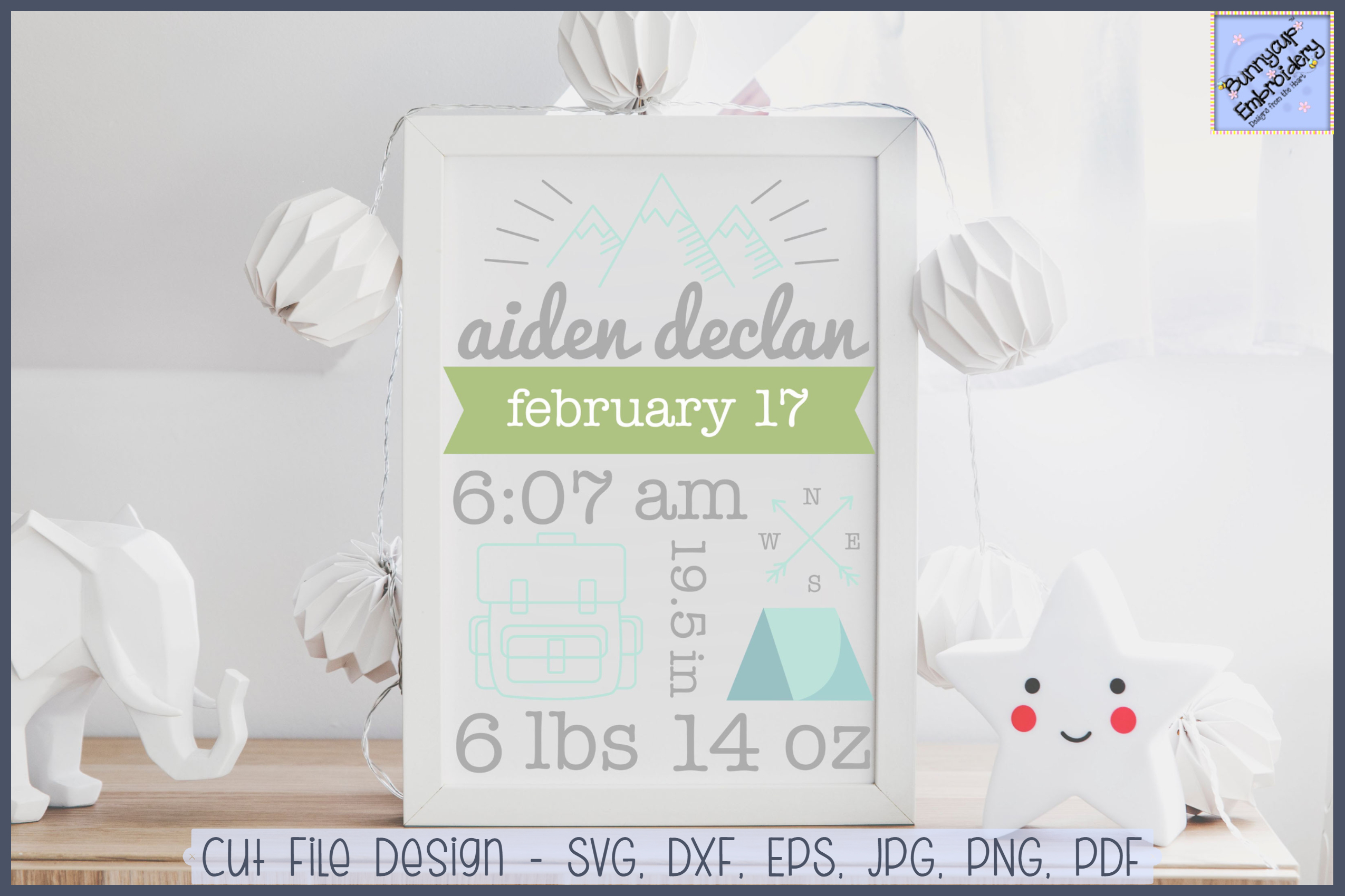 Camping Birth Announcement SVG, Clipart, Printables