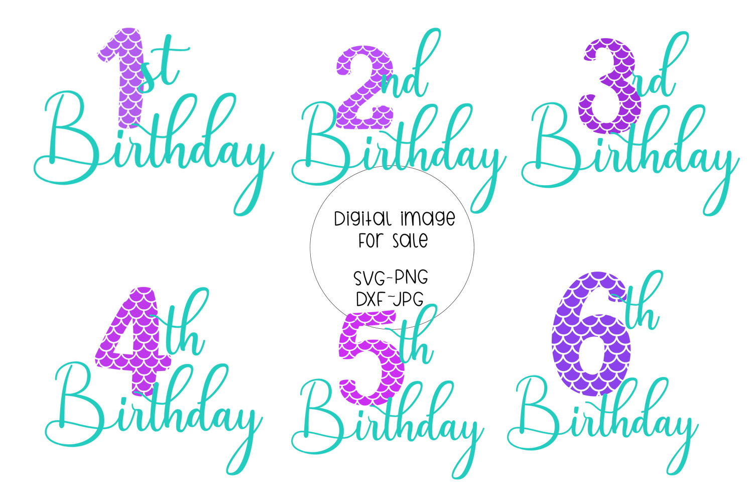 Download Mermaid Birthday SVG, 1st birthday, 2nd, 3rd, 4th, 5th, 6th