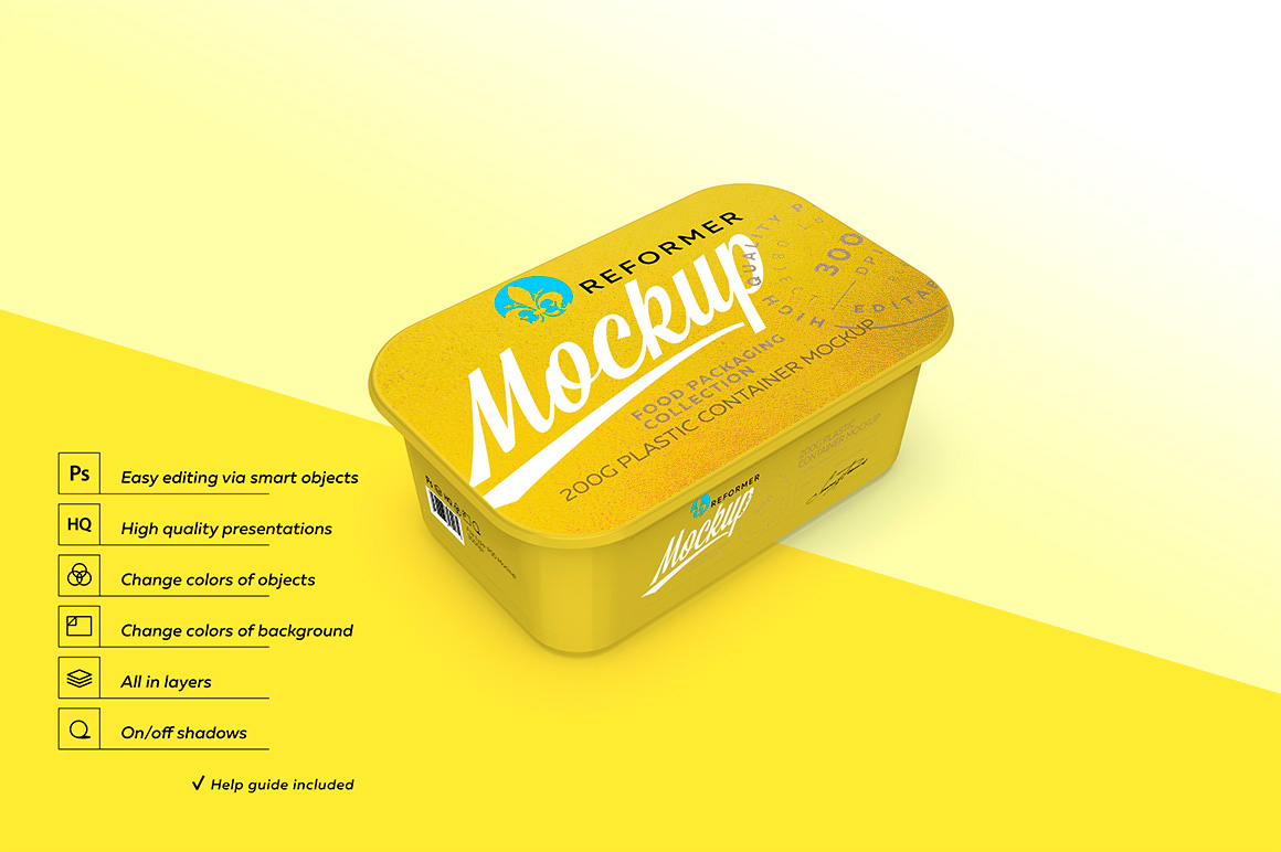 Download 200G PLASTIC CONTAINER MOCKUP - THREE-QUARTER VIEW (56166 ...