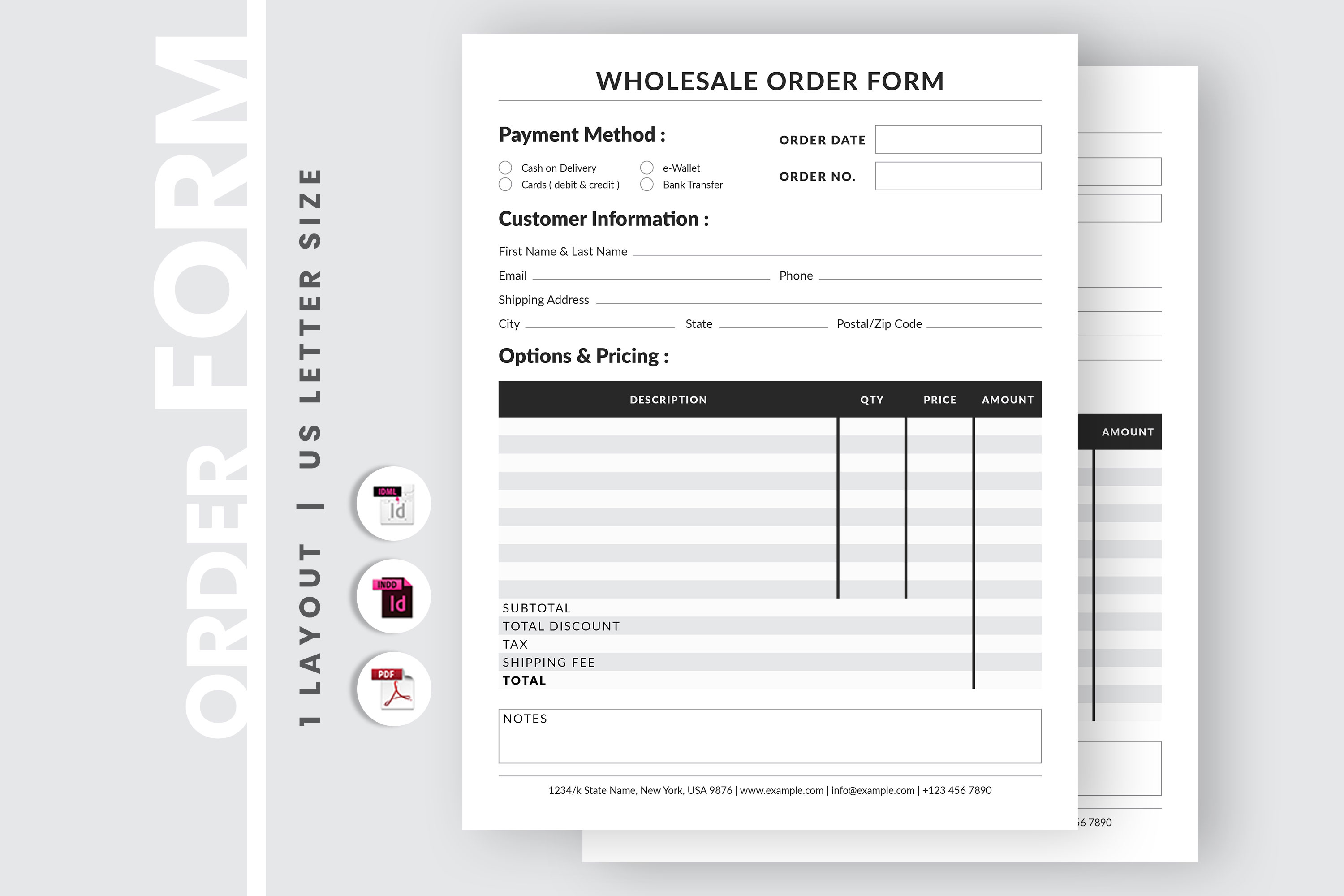 Editable Wholesale Order Form Template (351369) Printables Design