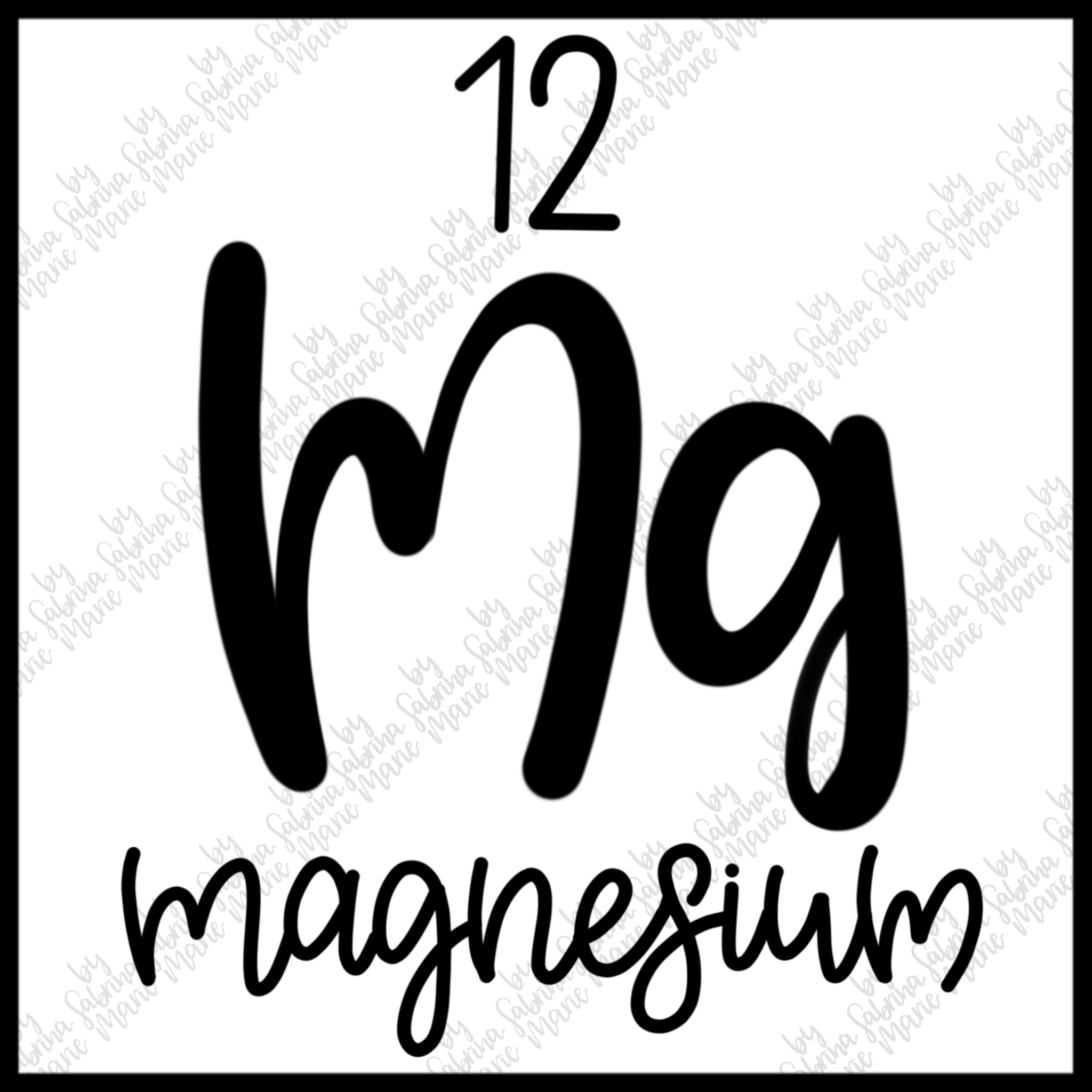 12 Magnesium Handdrawn Periodic Table Element SVG/PNG