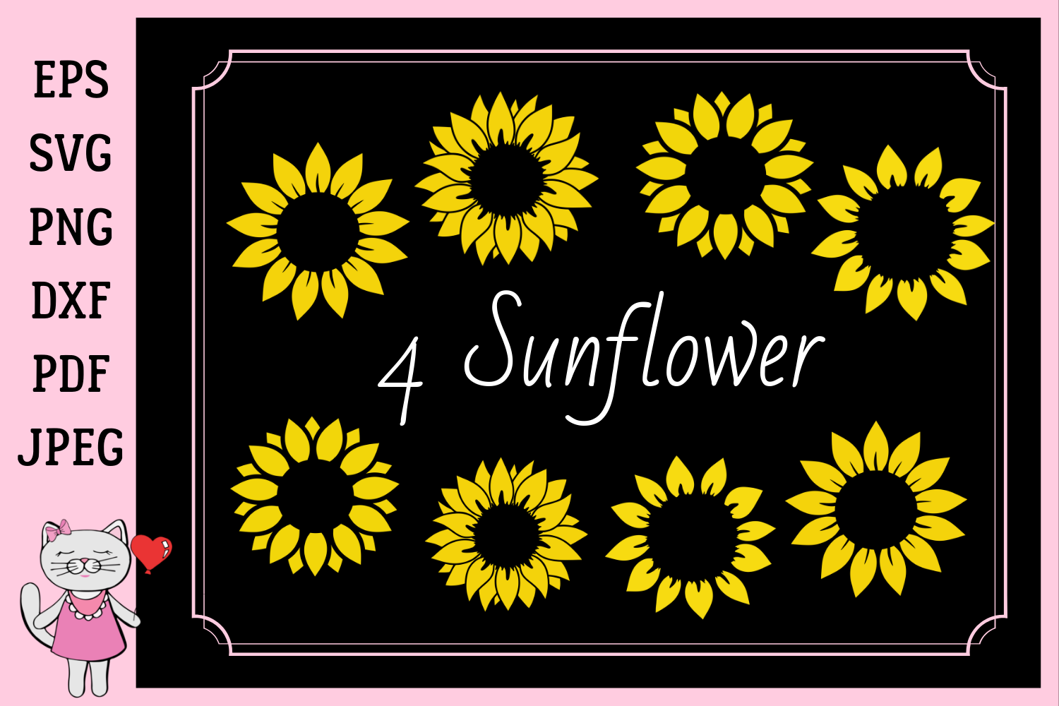 Download Sunflower monogram, svg, dxf, png, jpg, pdf (289278 ...