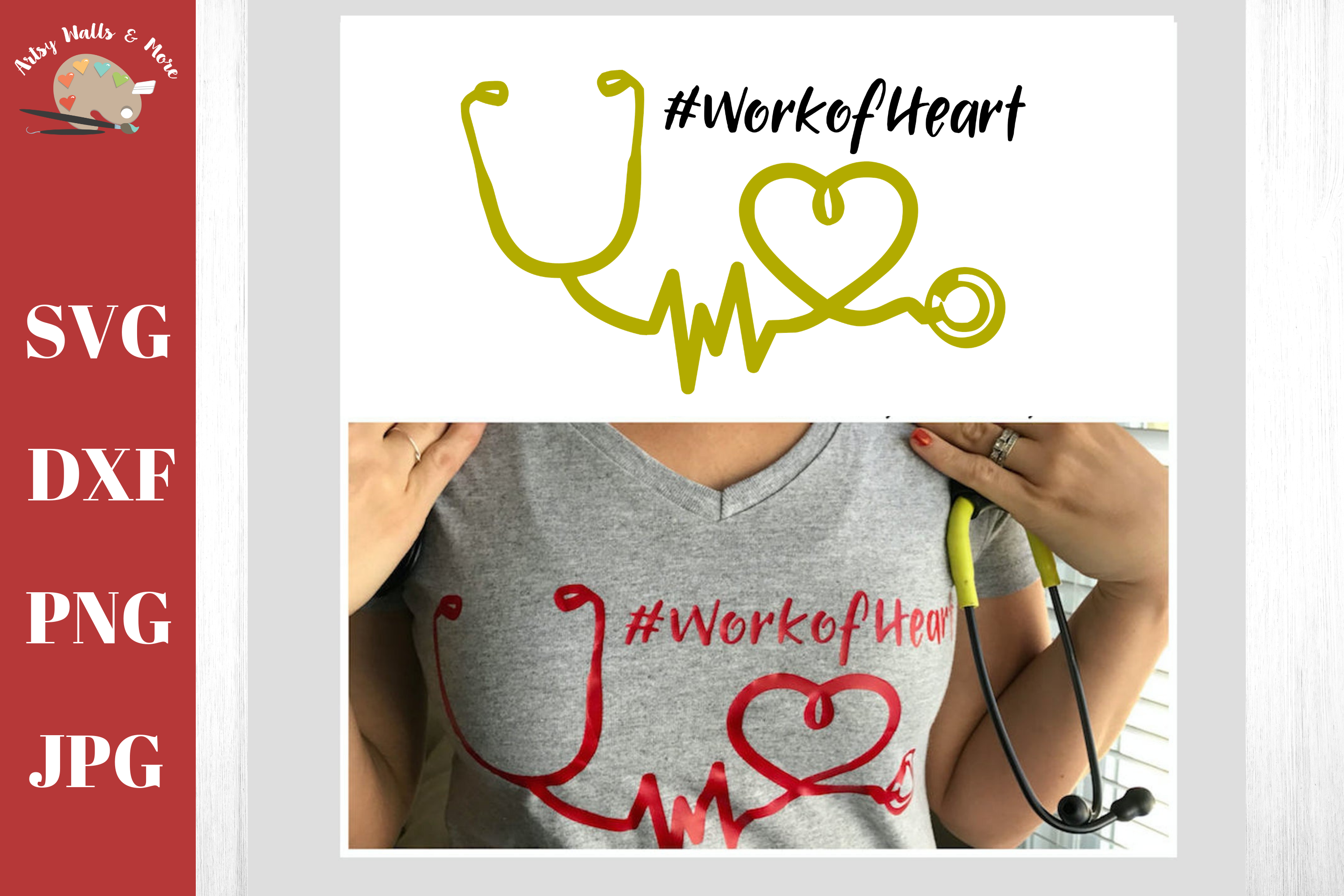 Nurse is a work of heart Stethoscope heartbeat svg dxf file