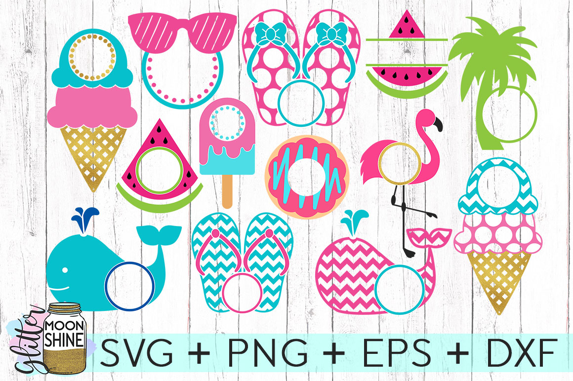 Download Summer Monogram Frames Big Bundle of 13 SVG DXF PNG EPS Cutting Files (72230) | SVGs | Design ...