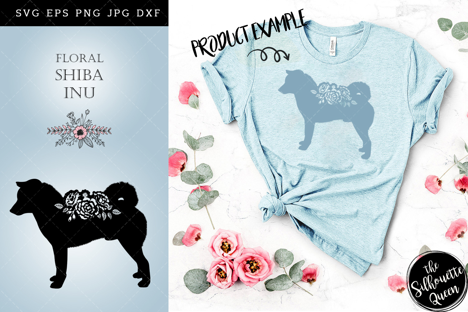 Download Floral Shiba Inu Dog svg file for cricut, for silhouette (252368) | Illustrations | Design Bundles