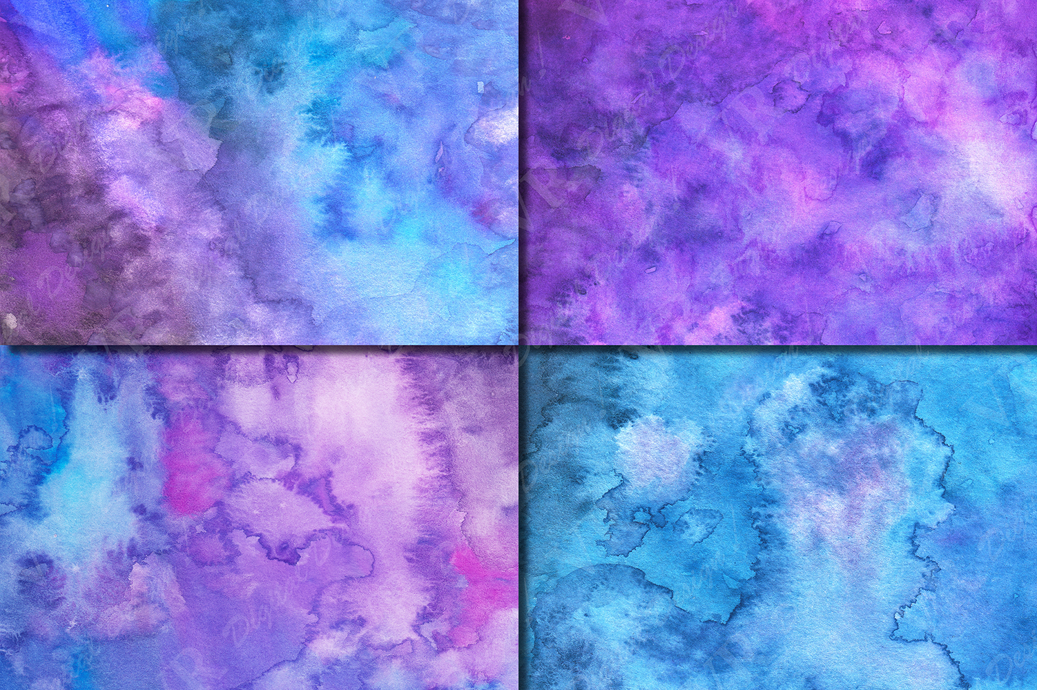 Purple and Blue Watercolor Digital Paper, Texture